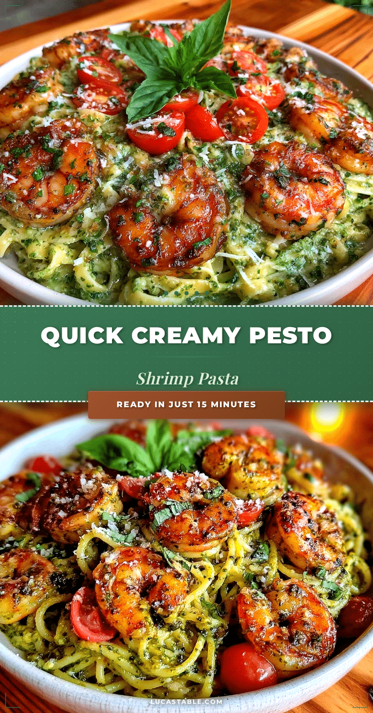 quick creamy pesto shrimp pasta recipe