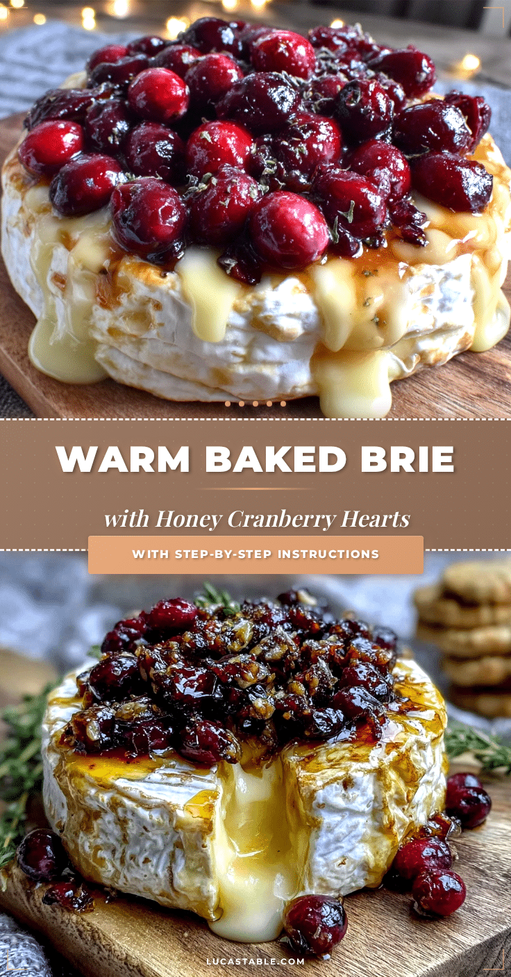 baked brie with honey and cranberry heart topping recipe