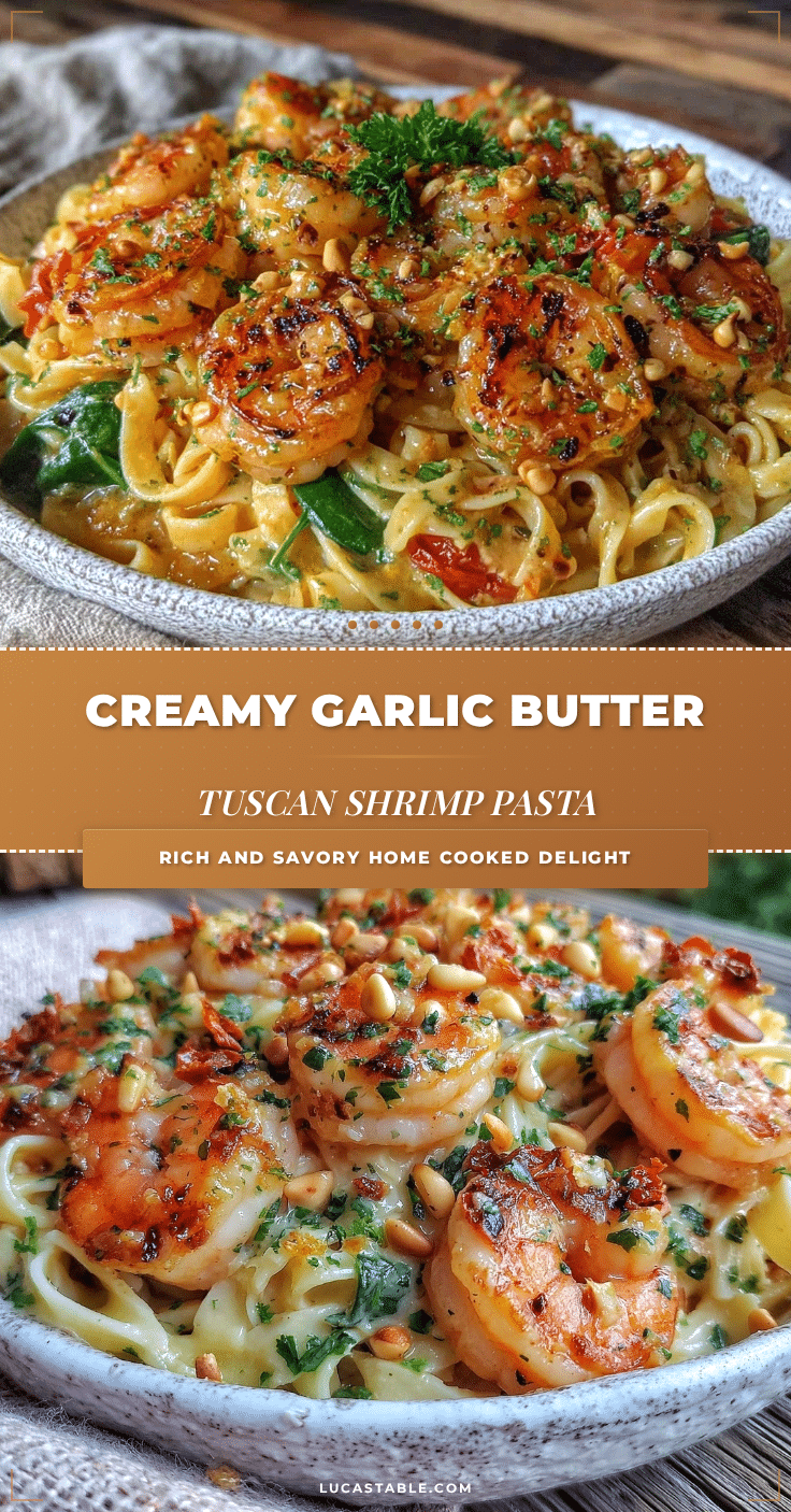 creamy garlic butter tuscan shrimp pasta recipe