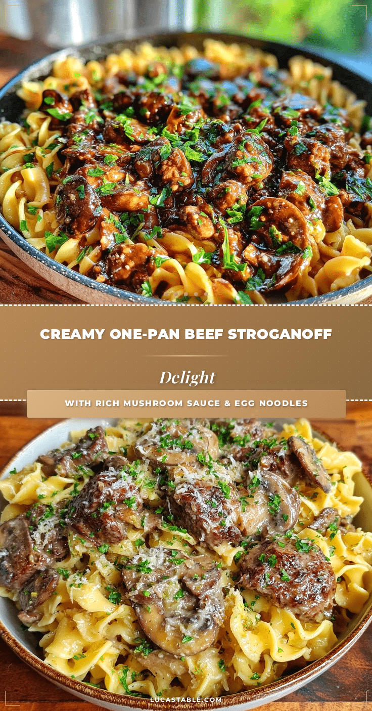 creamy one-pan ground beef stroganoff recipe