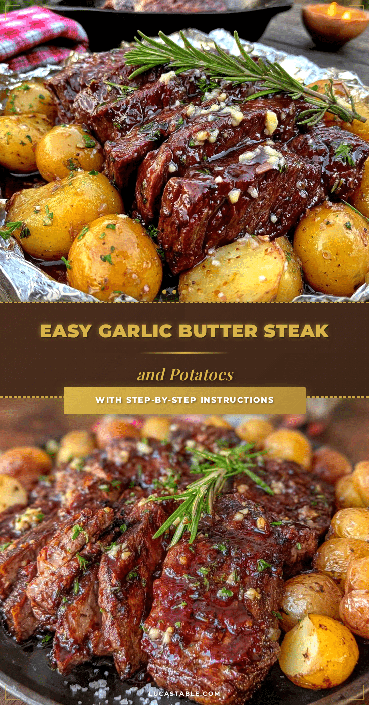 easy foil packet garlic butter steak and potato campfire dinner recipe