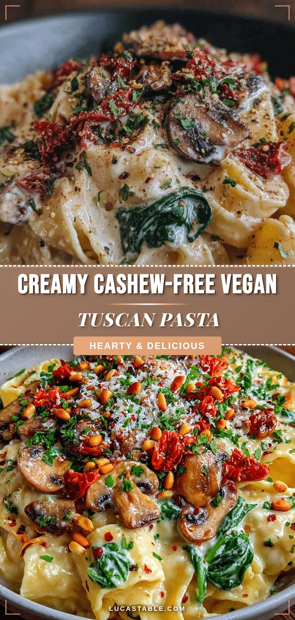 creamy cashew-free vegan tuscan pasta recipe