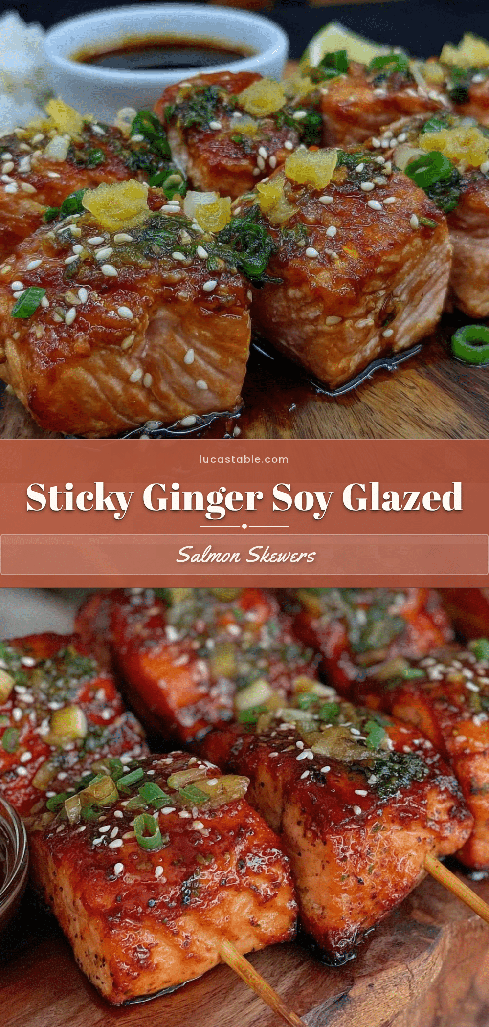 asian ginger soy glazed salmon skewers recipe