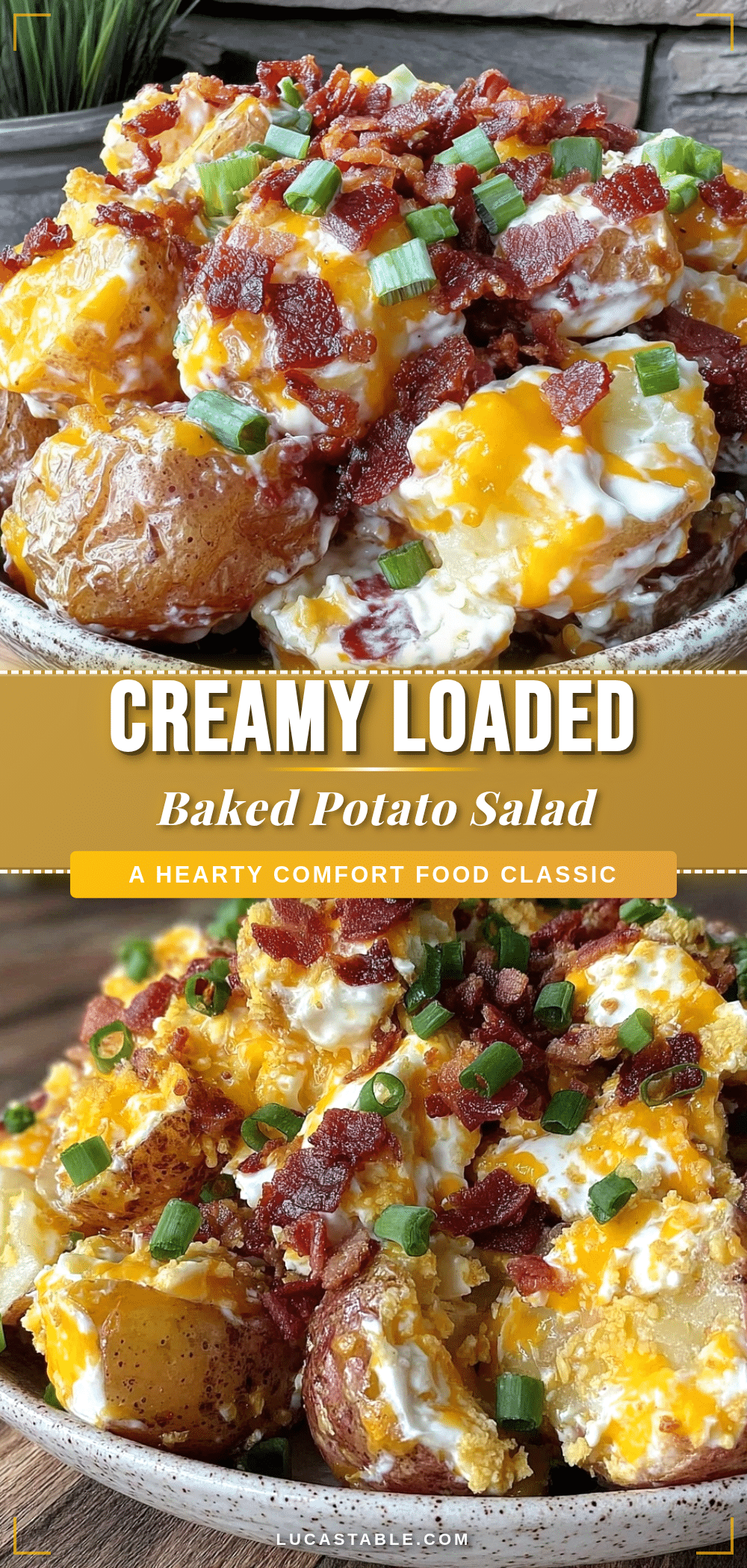 creamy loaded baked potato salad with cheddar recipe