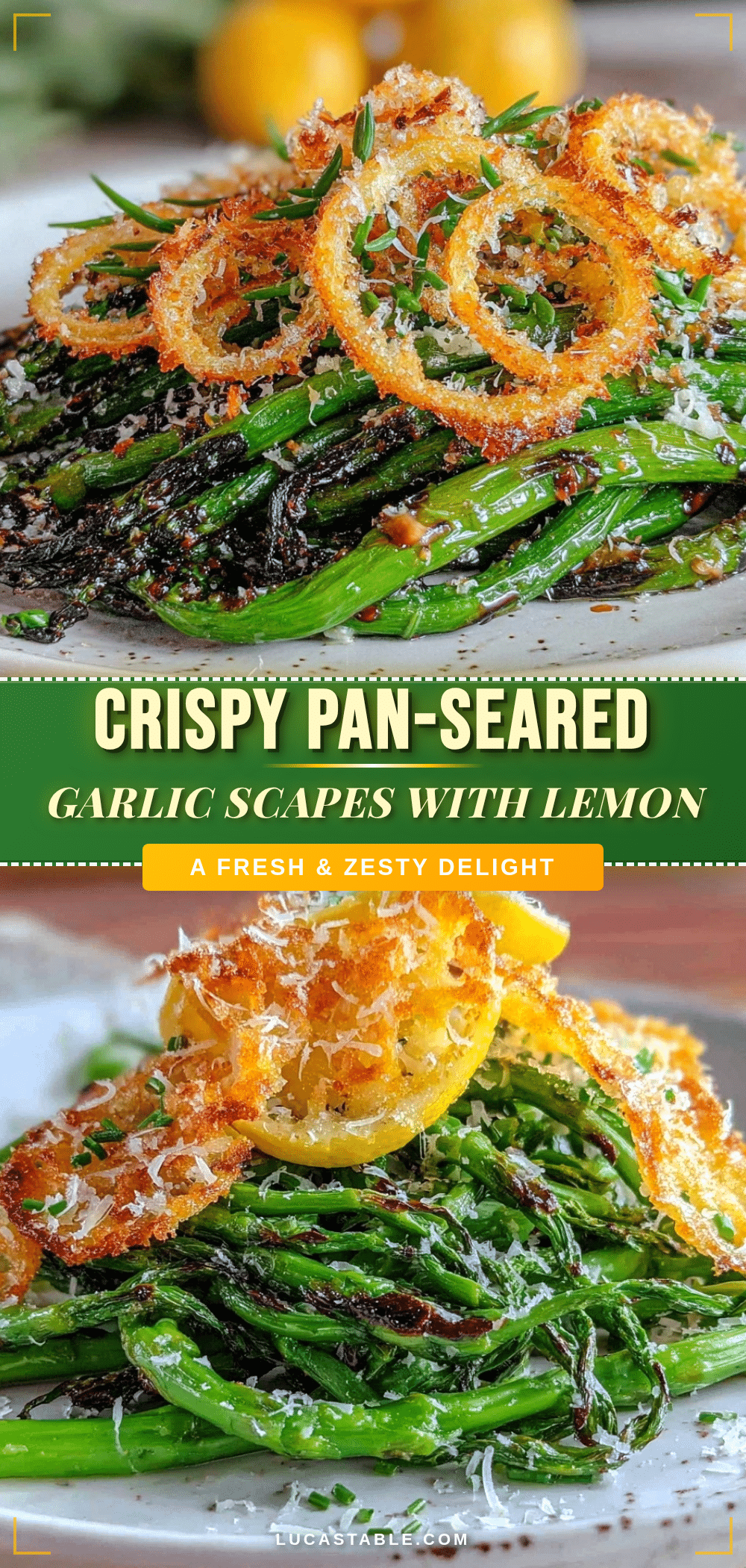 crispy pan-seared garlic scapes recipe