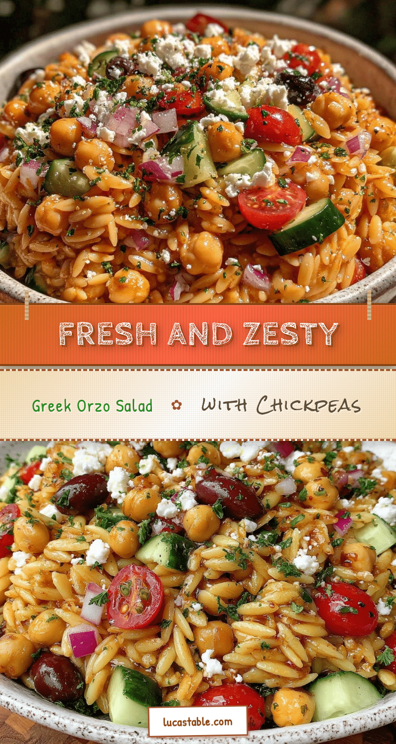 Fresh Greek Orzo Pasta Salad with Chickpeas recipe