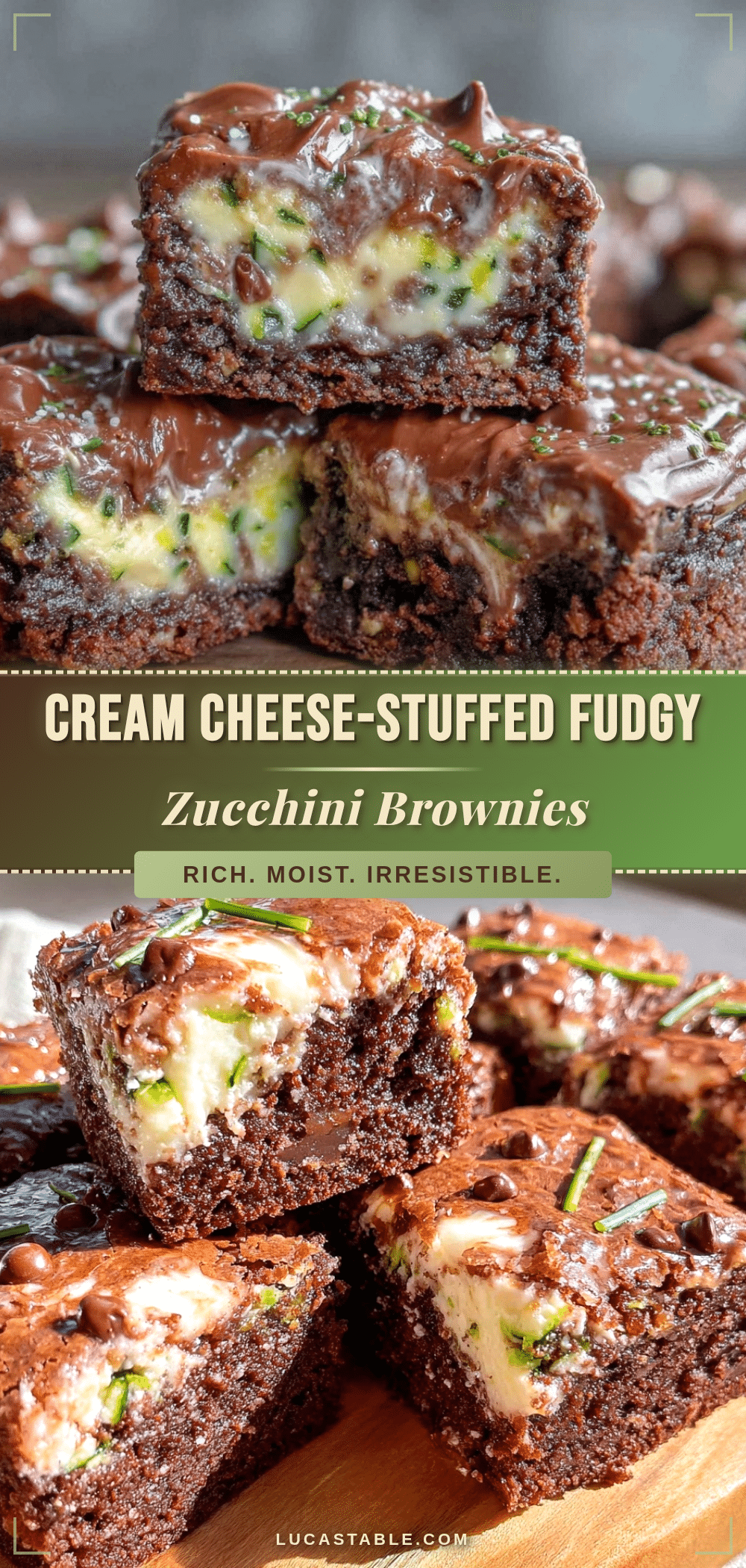cream cheese-stuffed chocolate chip zucchini brownies recipe