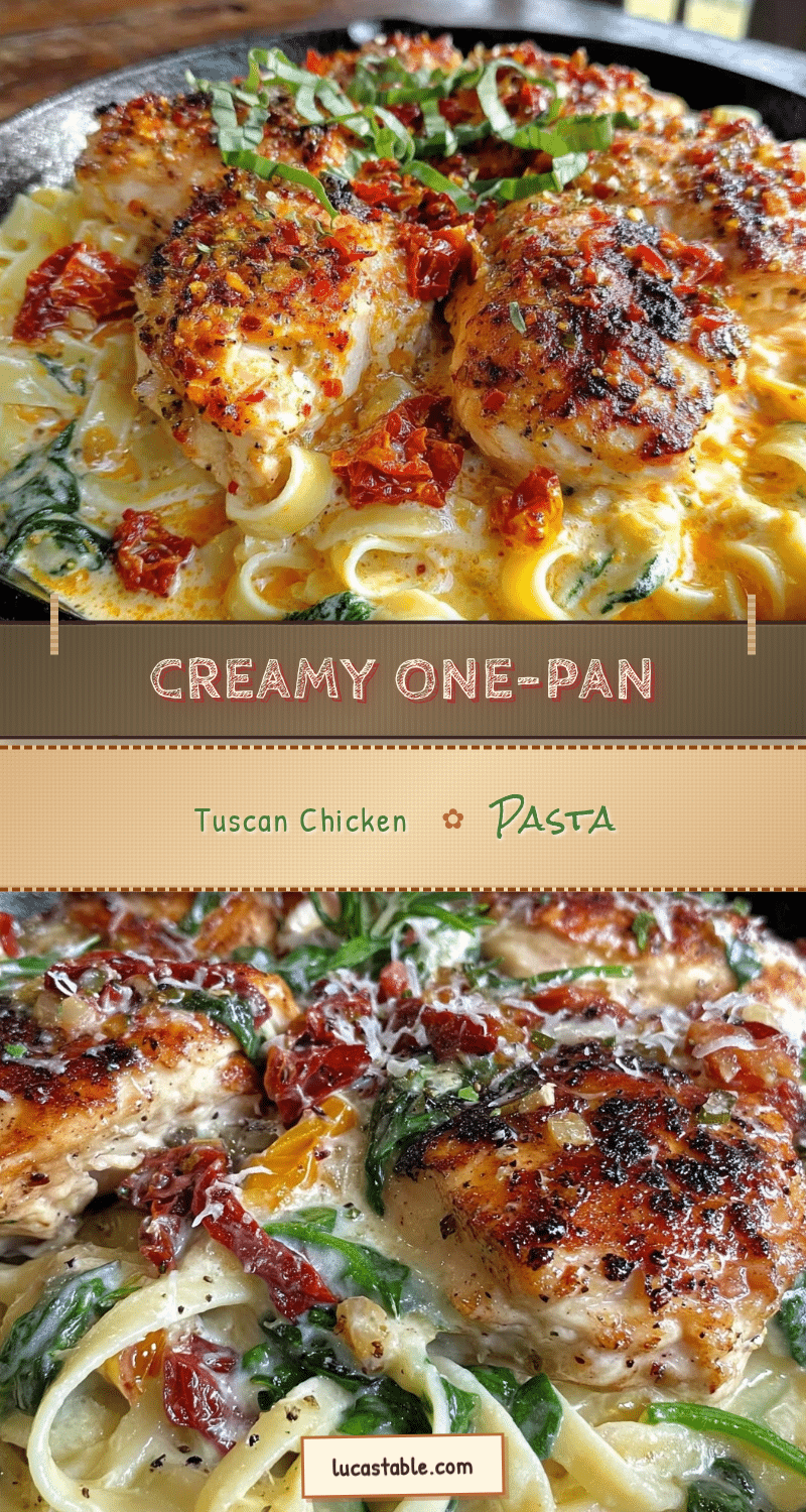 creamy one-pan tuscan chicken pasta recipe