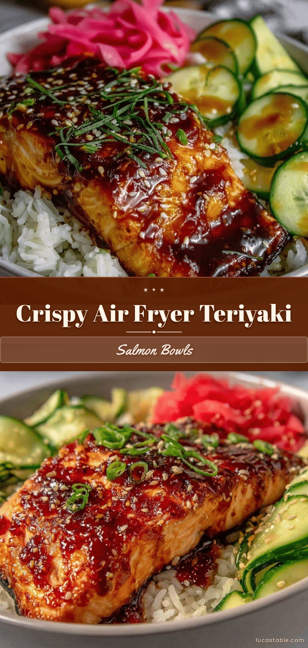 crispy air fryer teriyaki salmon bowls recipe
