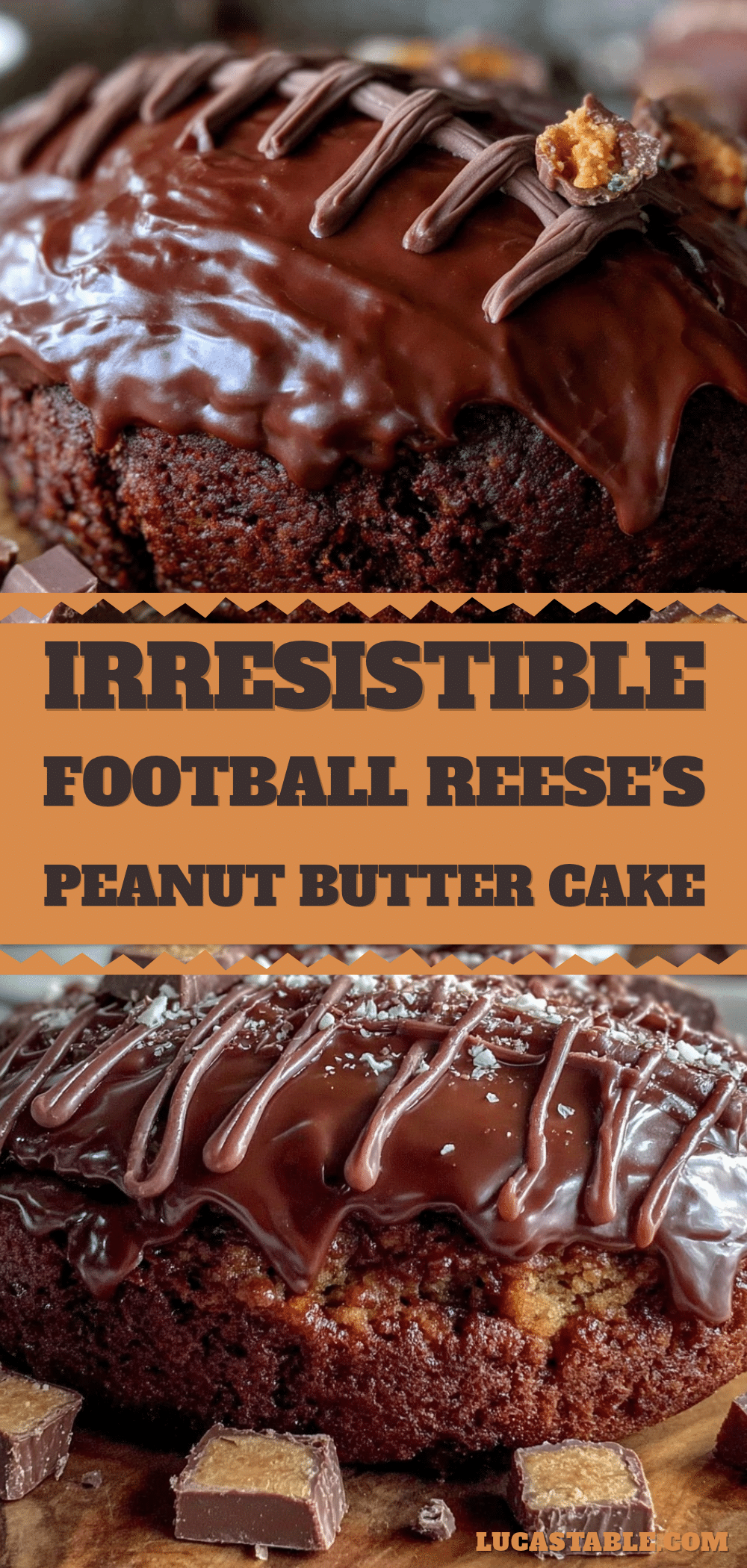 football-shaped reeses peanut butter cake recipe