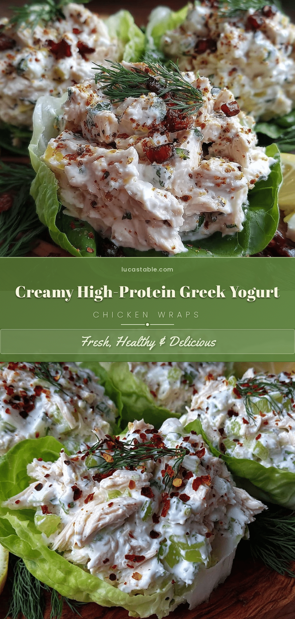 healthy high-protein greek yogurt chicken salad lettuce wraps recipe