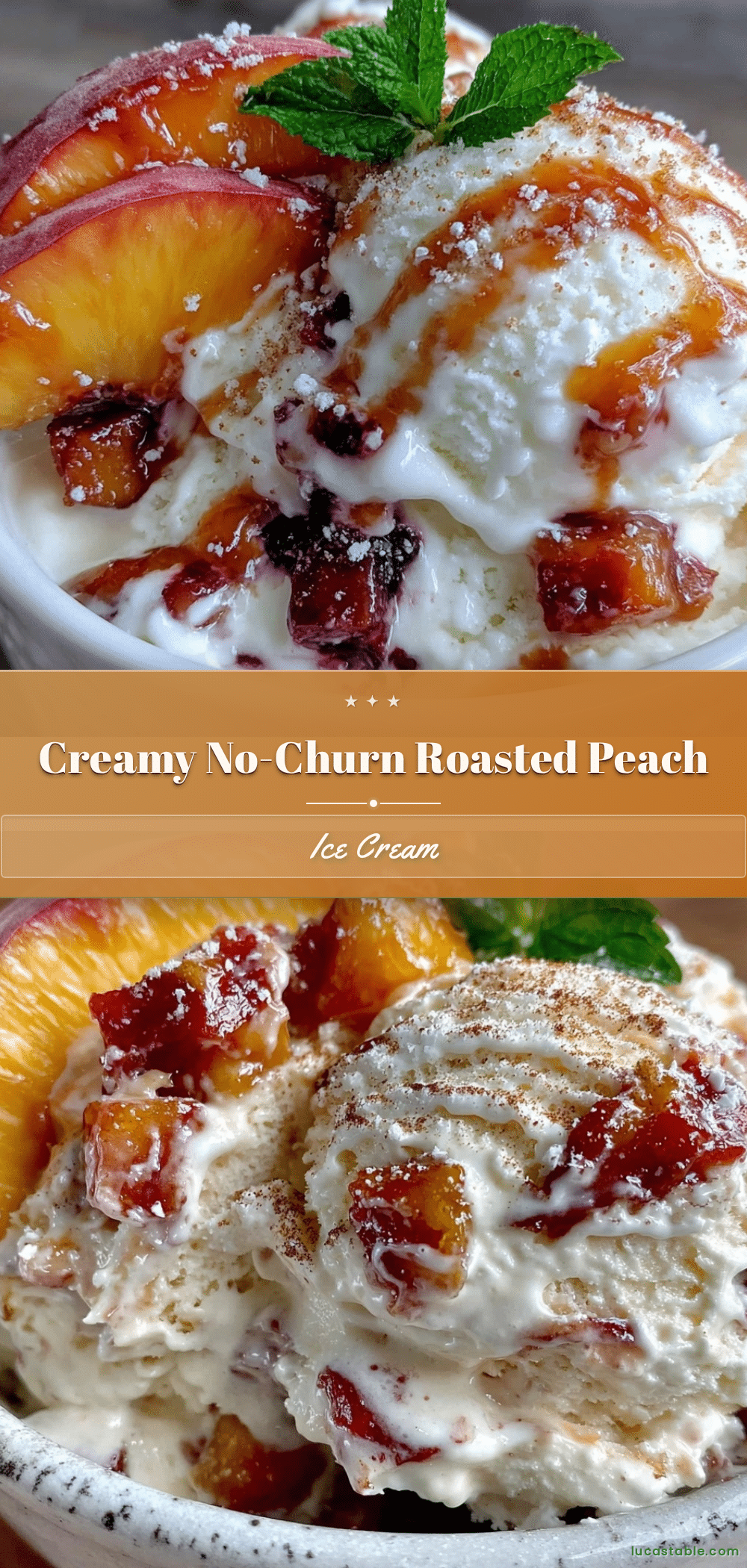 no-churn roasted peach ice cream recipe