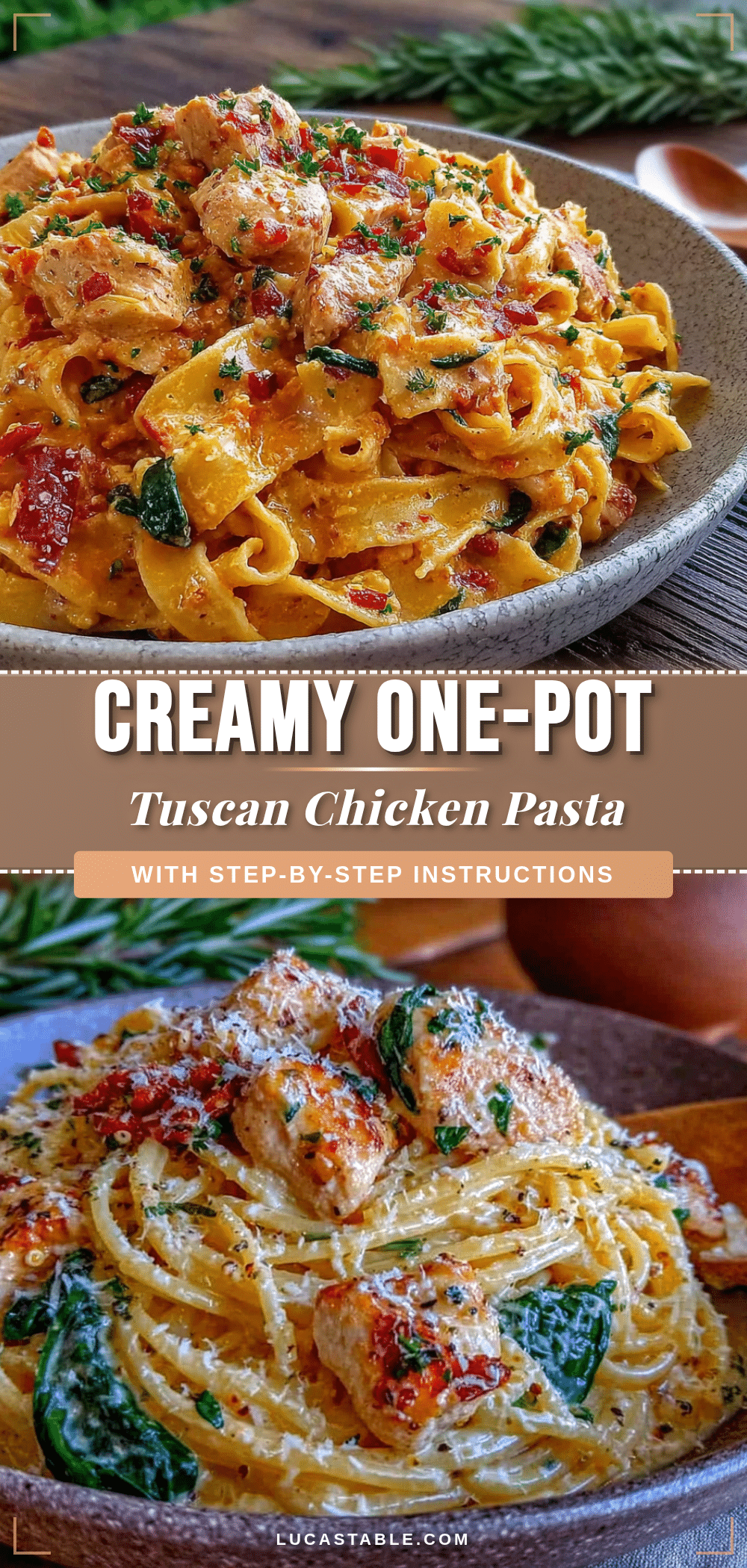creamy one-pot tuscan chicken pasta recipe