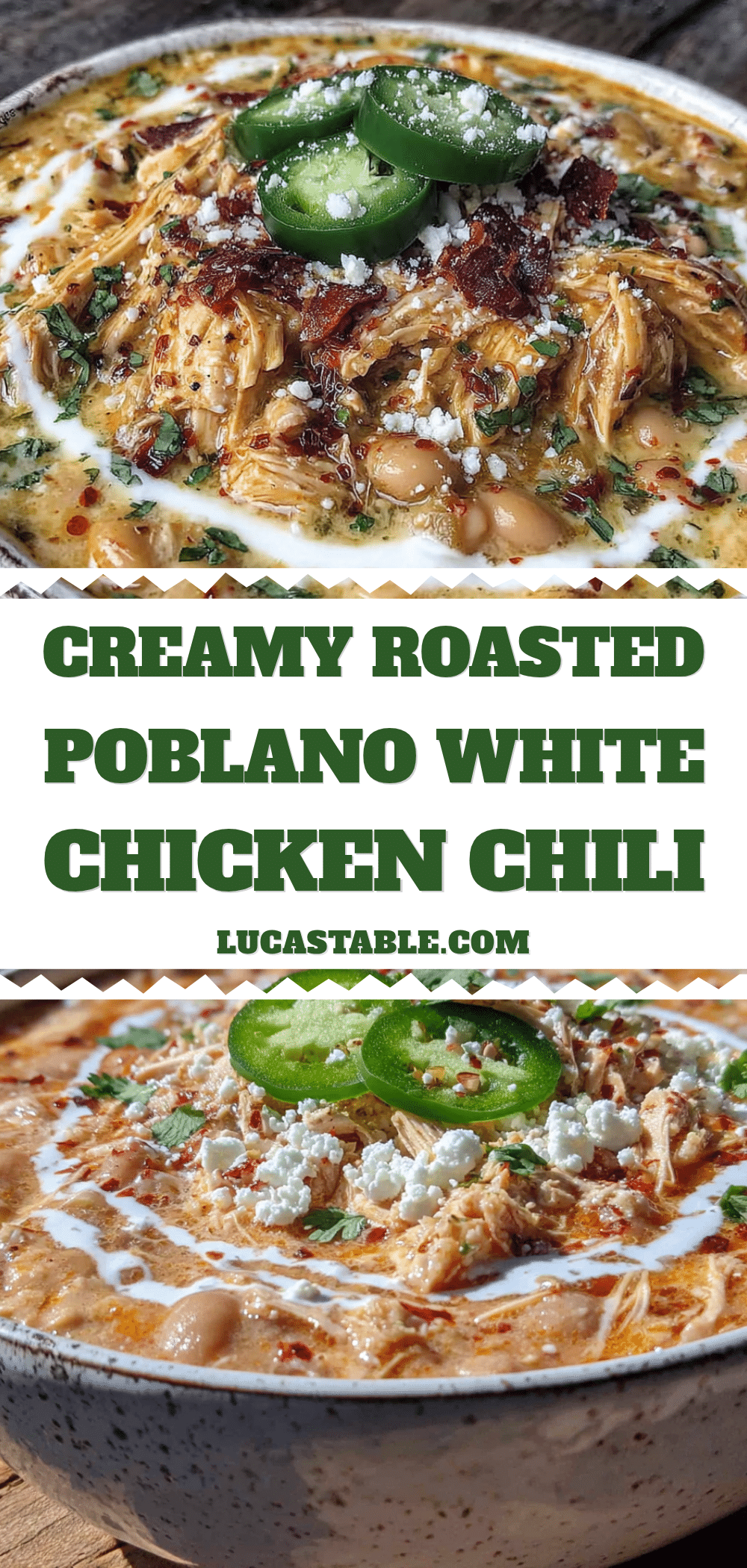 creamy white chicken chili with roasted poblanos recipe