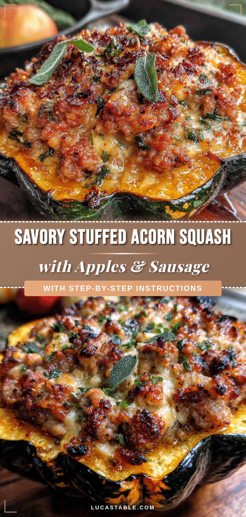 savory stuffed acorn squash with sausage and apples recipe