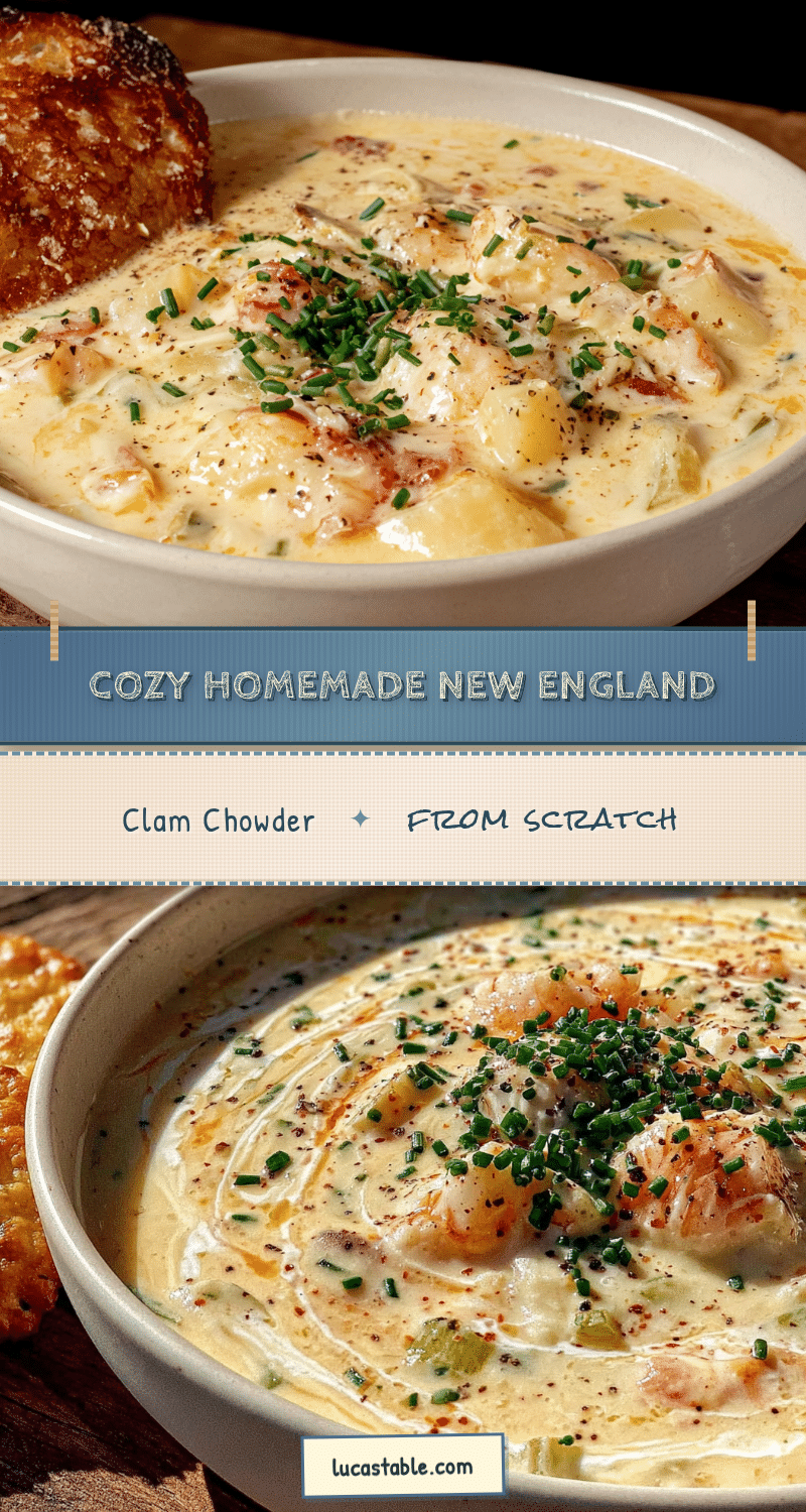 cozy homemade New England clam chowder recipe