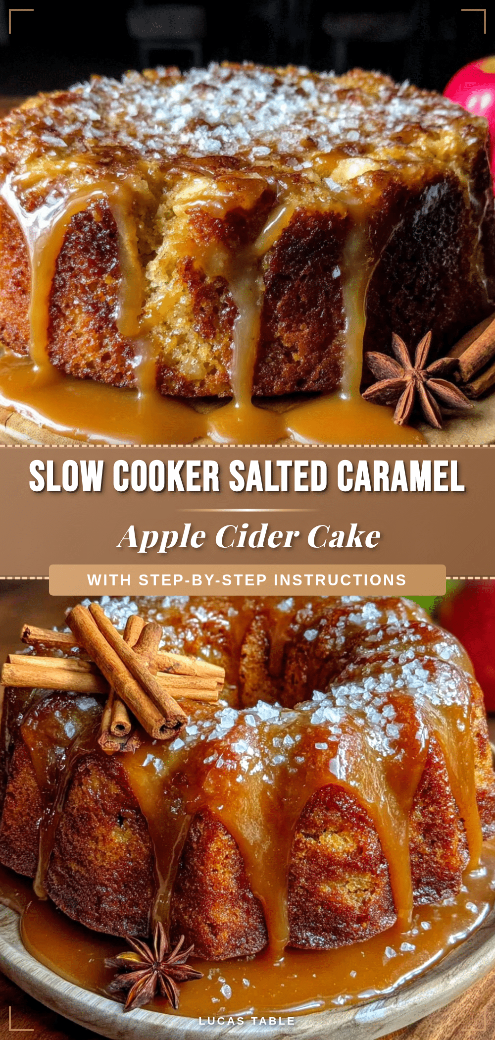 cozy slow cooker apple cider cake with salted caramel recipe