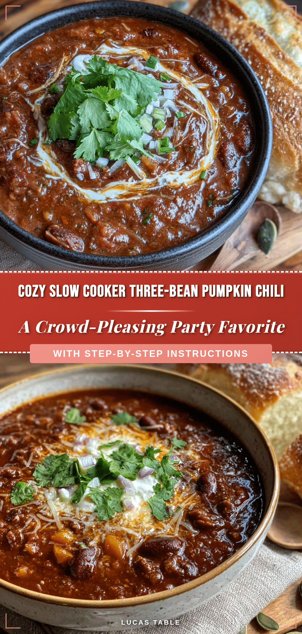 cozy slow cooker three-bean pumpkin chili recipe
