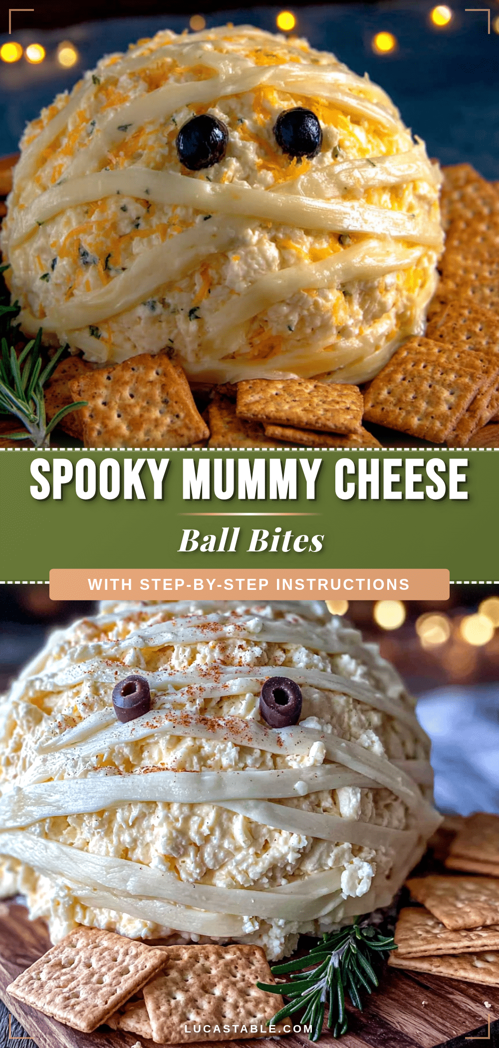 Easy Halloween Mummy Cheese Ball recipe
