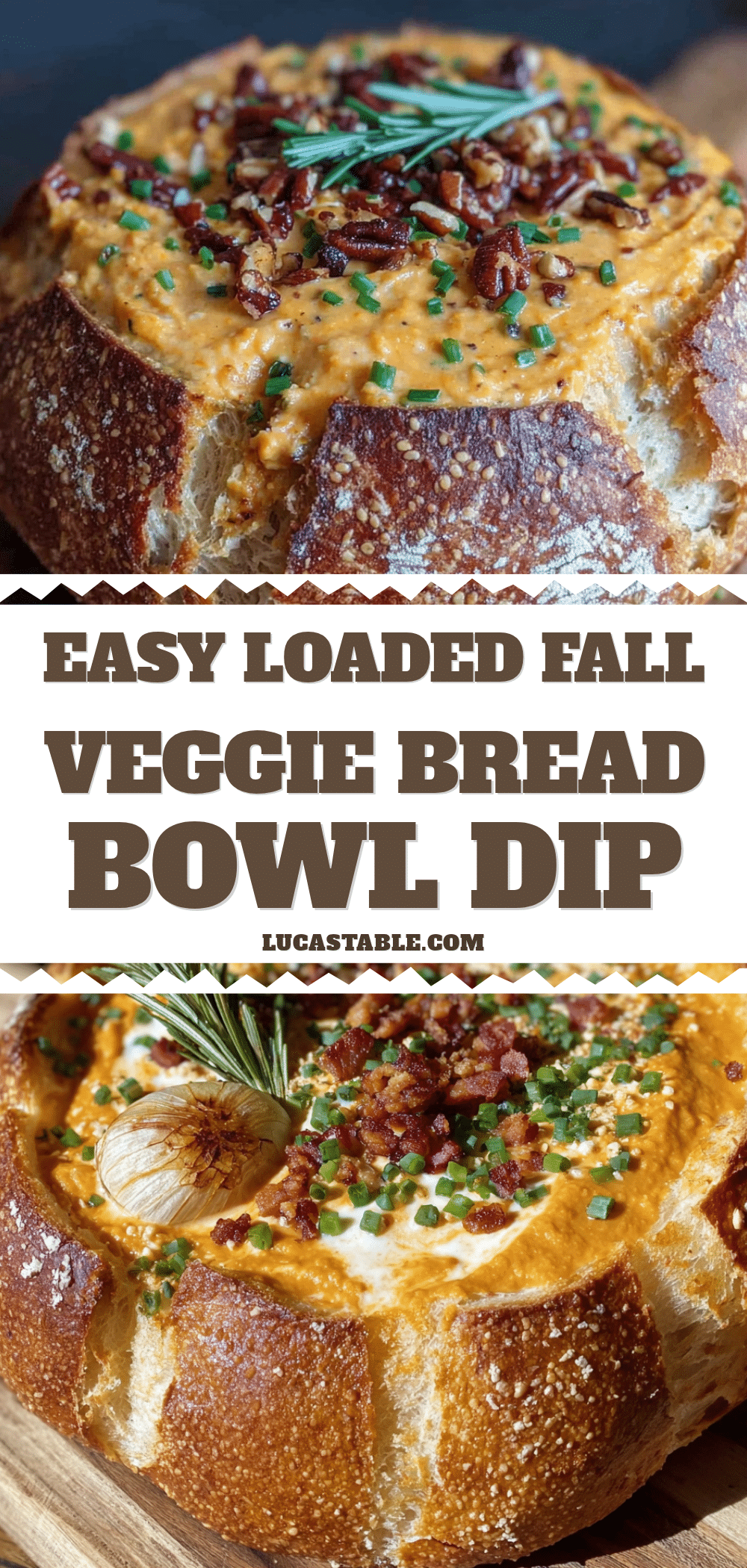 easy loaded fall veggie bread bowl dip recipe