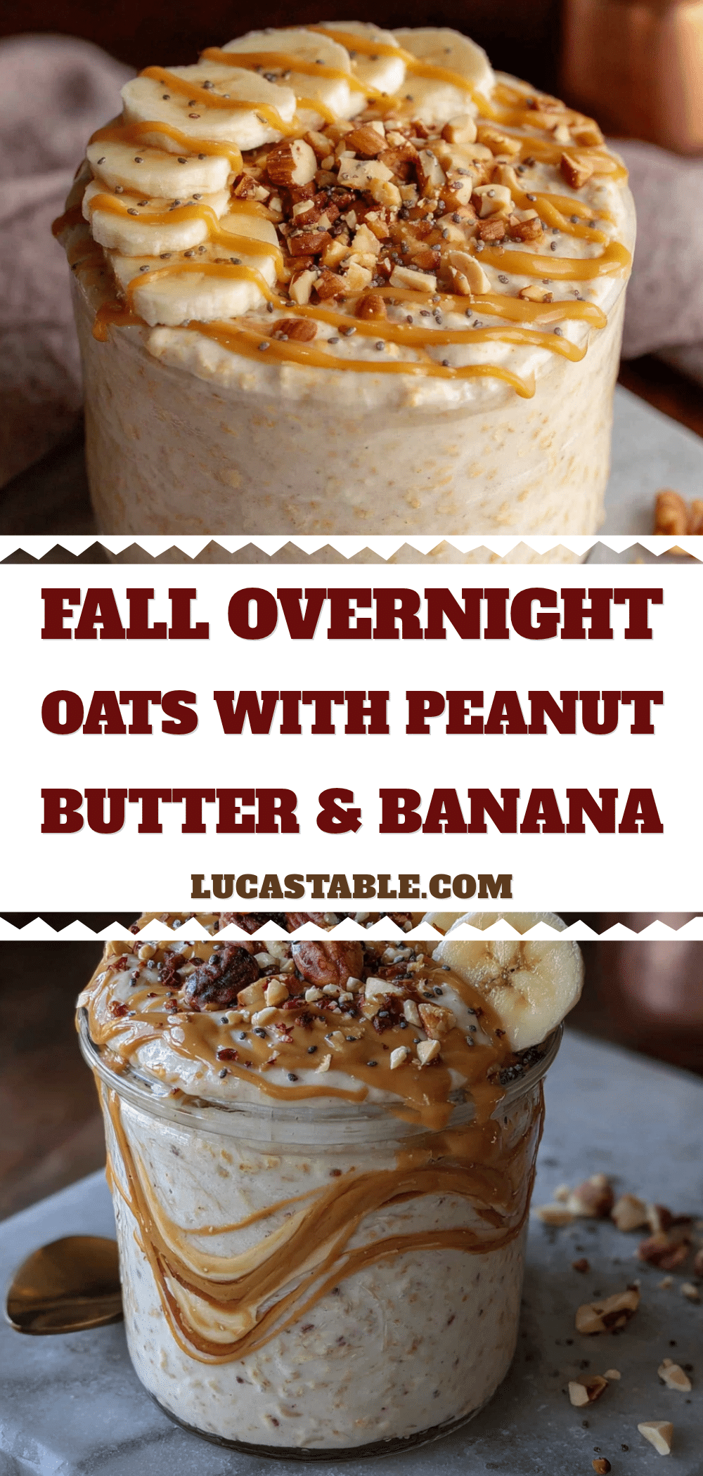 fall overnight oats with peanut butter and banana recipe