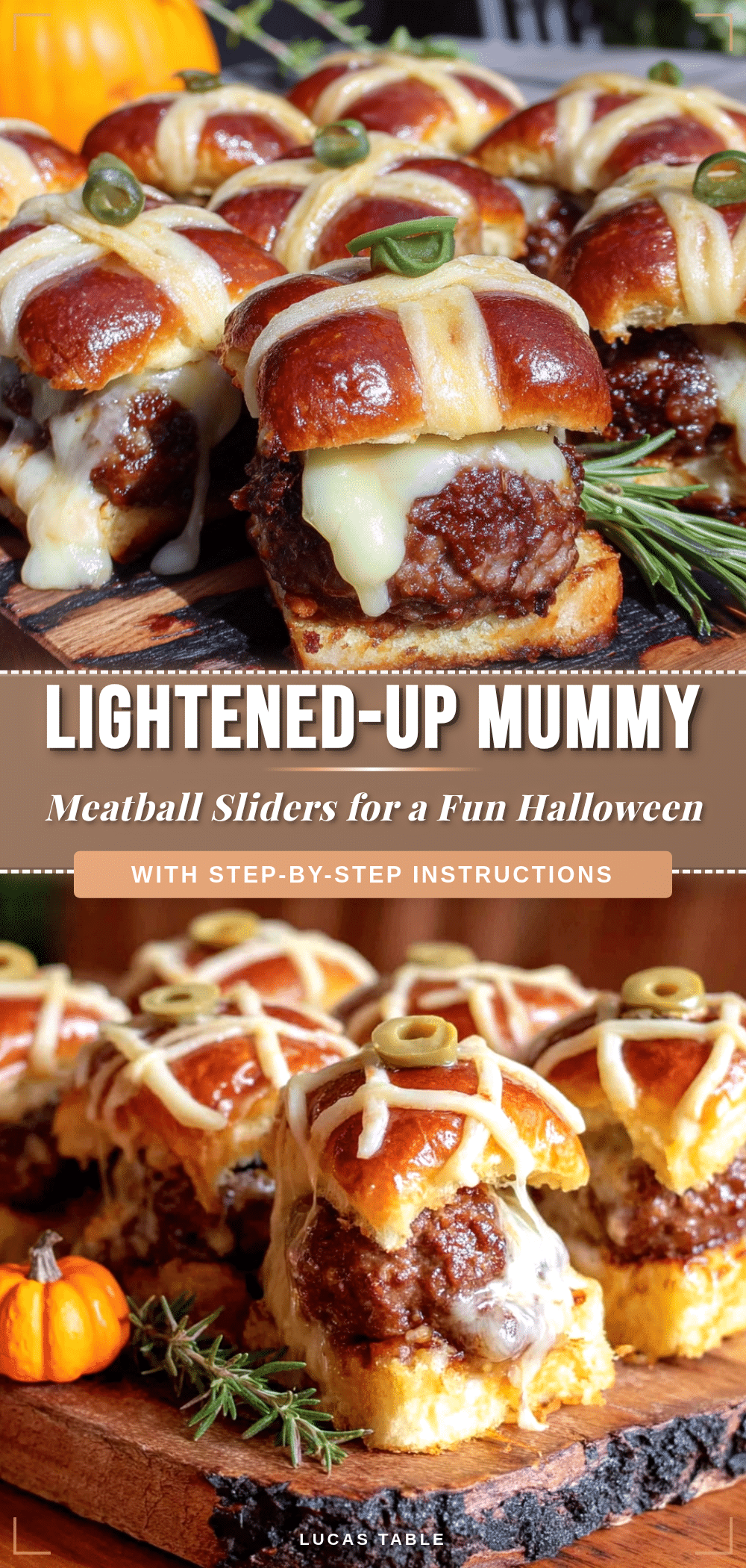 Lightened-Up Mummy Meatball Sliders recipe