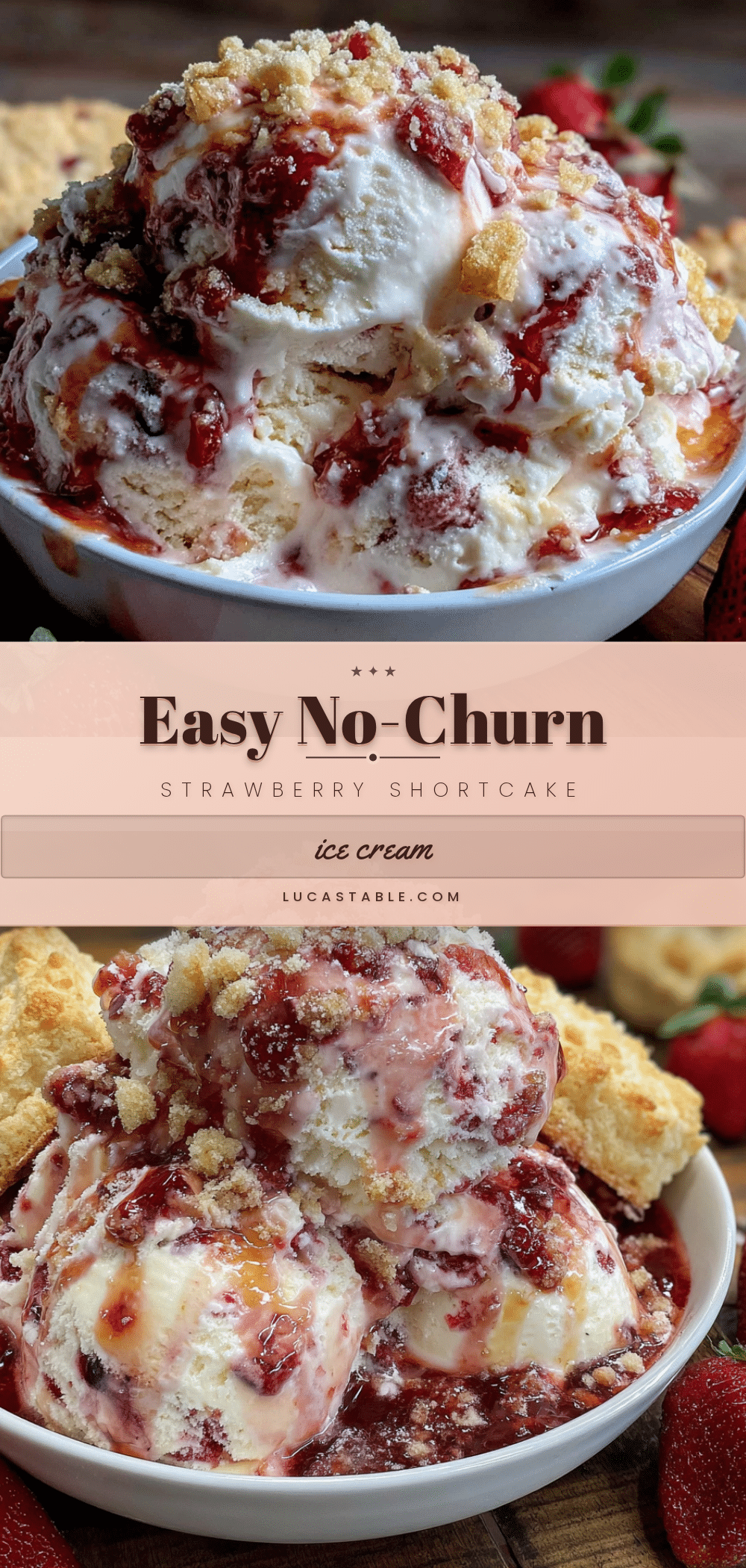 no-churn strawberry shortcake ice cream recipe