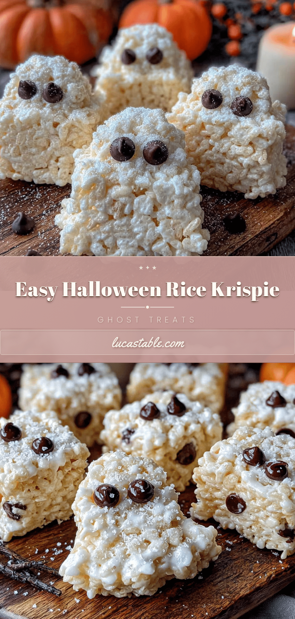 Easy Halloween Rice Krispie Ghost Treats recipe