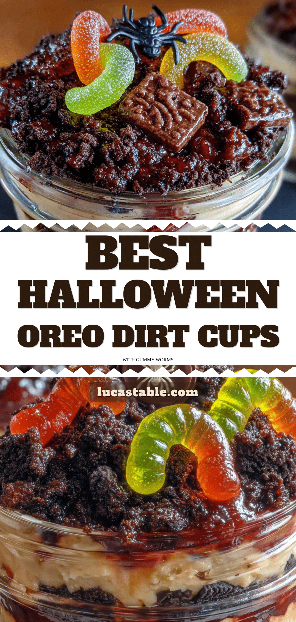 Halloween dirt cups with gummy worms recipe