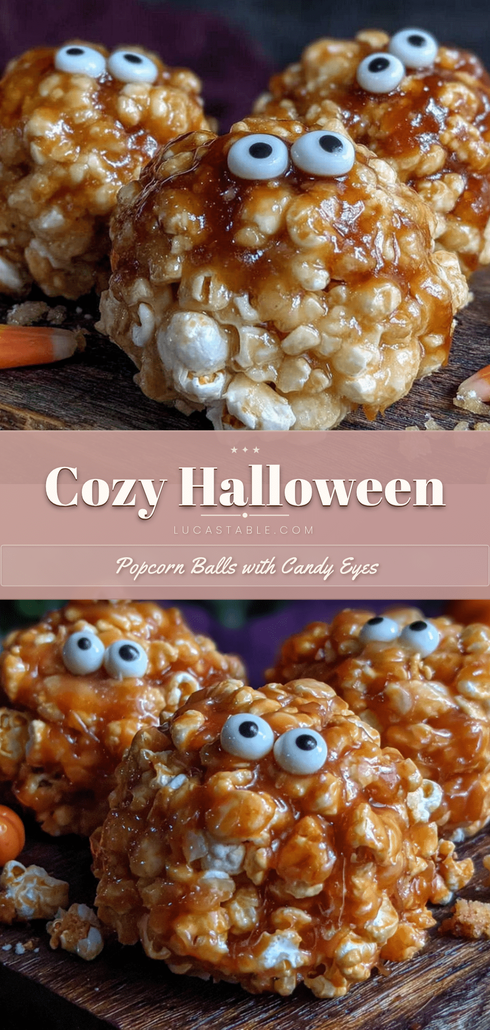 Halloween popcorn balls with candy eyes recipe