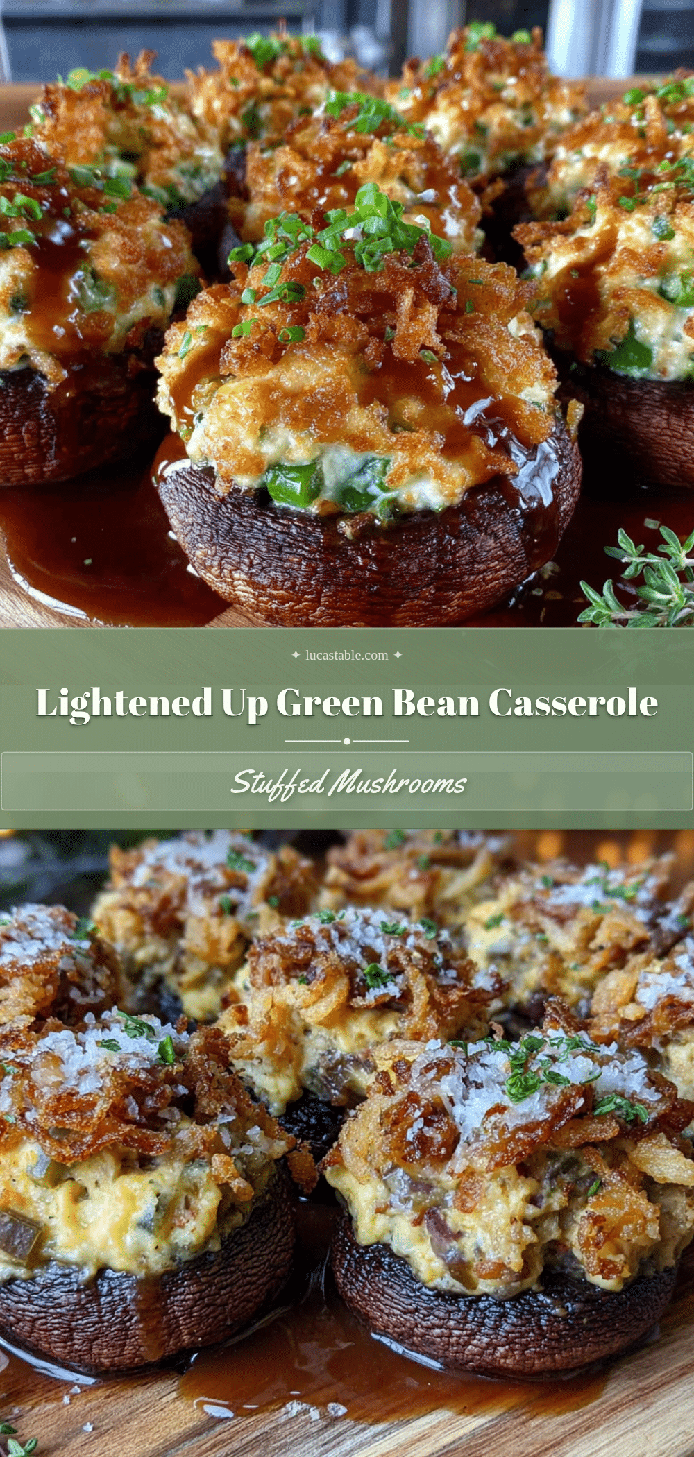 lightened up green bean stuffed mushrooms recipe