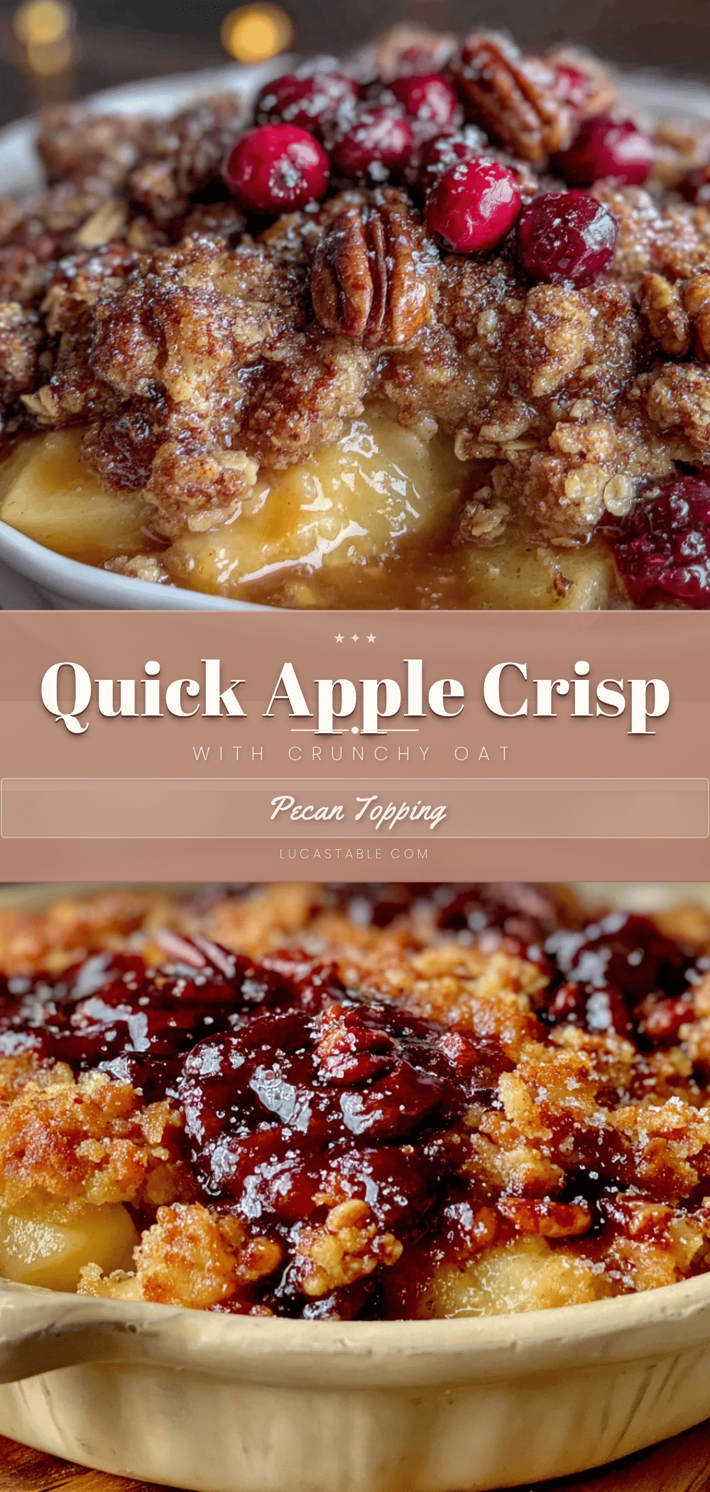 quick apple crisp with crunchy oat pecan topping recipe